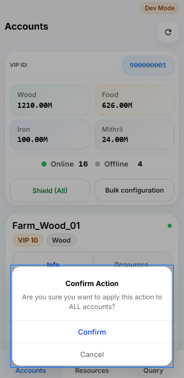 Shield all confirmation